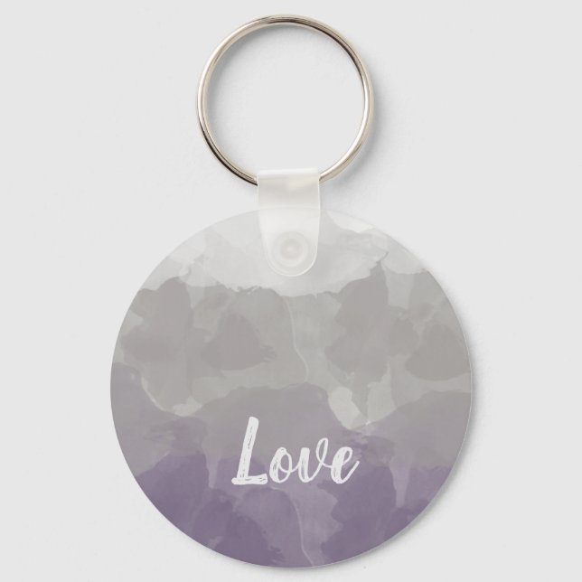 Porte-clés Ombre Purple et Grey Love Graceful Gradient (Recto)