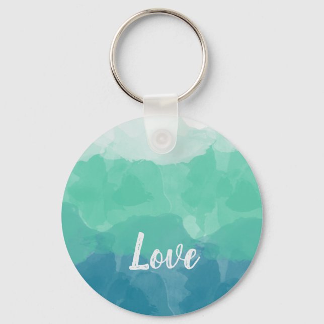 Porte-clés Ombre Turquoise Blue et Neo Mint Love (Recto)