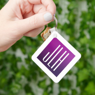 Porte-clés Ombre Violet & Initiales ou autre Texte Blanc