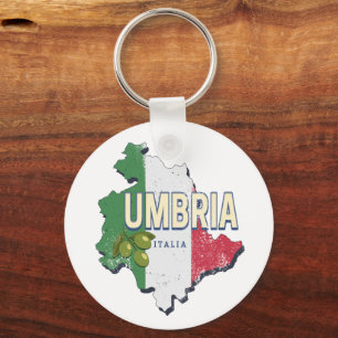 Porte-clés Ombrie Italie Région Rétro Carte Souvenir Vintage