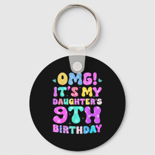 Porte-clés Omg C'est L'anniversaire De Ma Fille 9 Ans Fleurs 