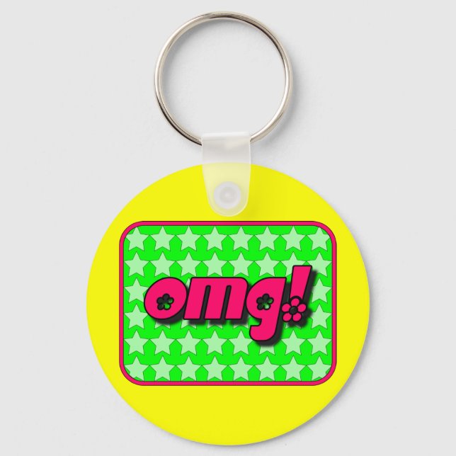 Porte-clés OMG! Keychain with coloured background (Recto)