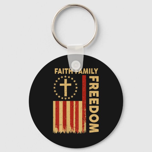Porte-clés On-back Patriotic Christian Faith Family Dom God C (Recto)