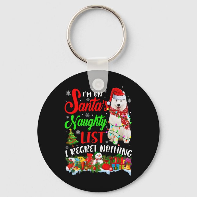 Porte-clés On Santas Naughty List Xmas American Eskimo T Shir (Recto)