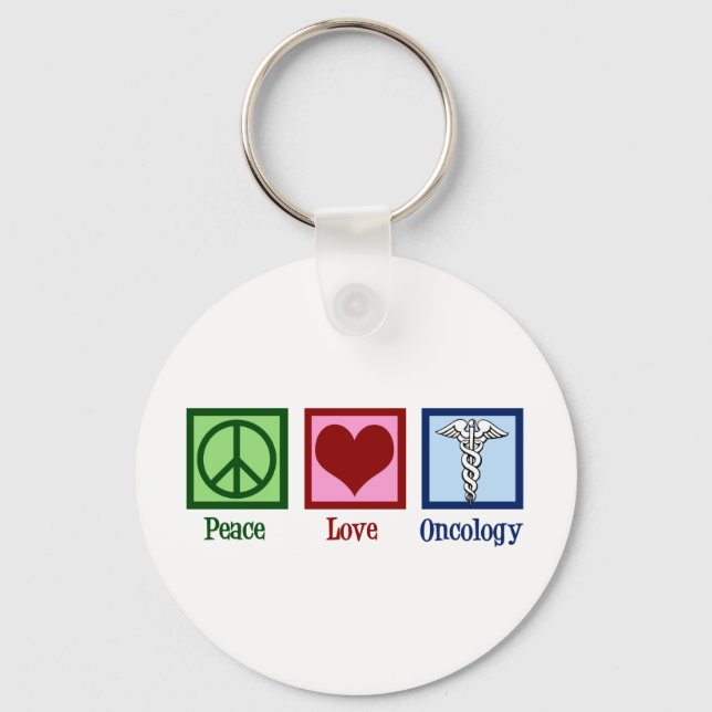 Porte-clés Oncologue Bureau d'oncologie Peace Love (Recto)