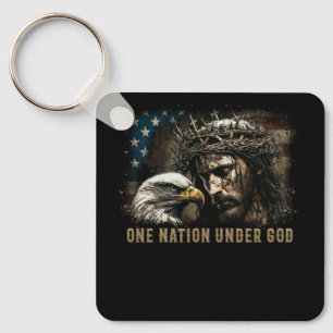 Porte-clés One Nation under God Jesus Christian Eagle America