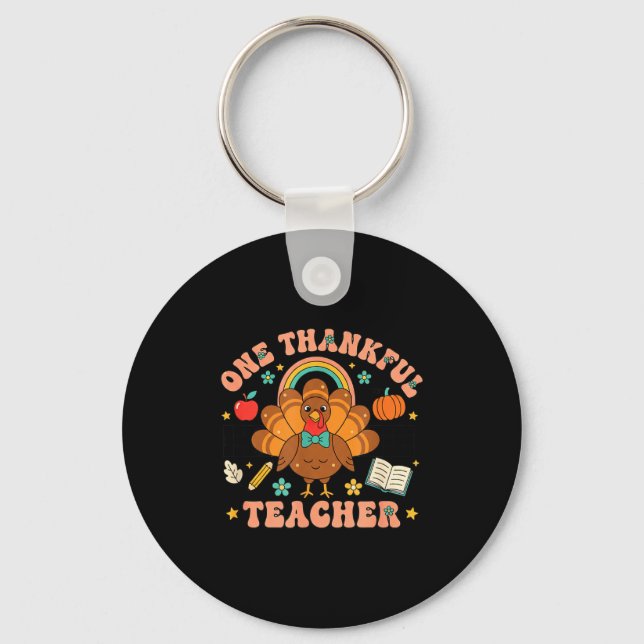 Porte-clés One Thankful Teacher Thanksgiving Turkey Cute Penc (Recto)