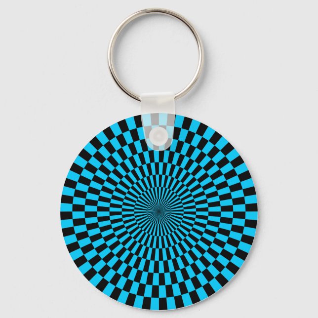 Porte-clés Op Art - Ciel bleu et noir (Recto)