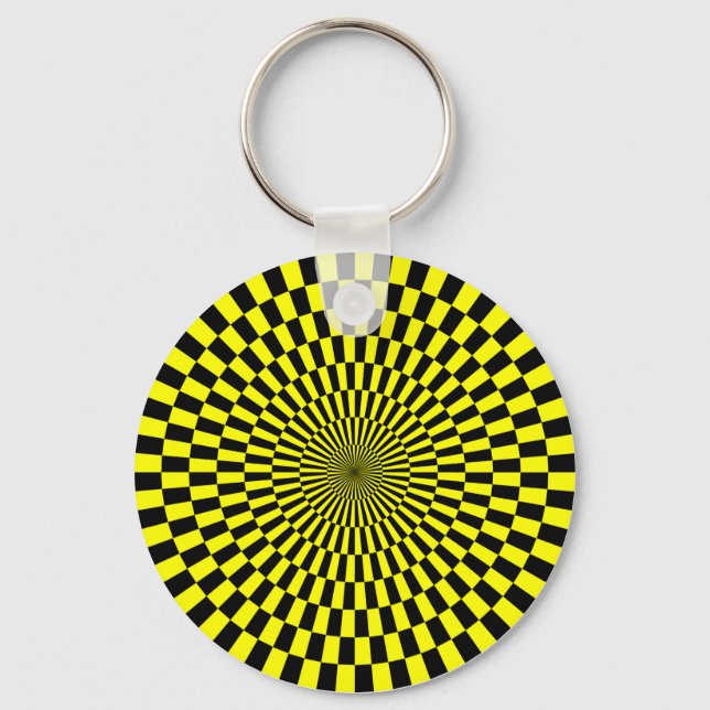 Porte-clés Op Art - Jaune et Noir (Recto)