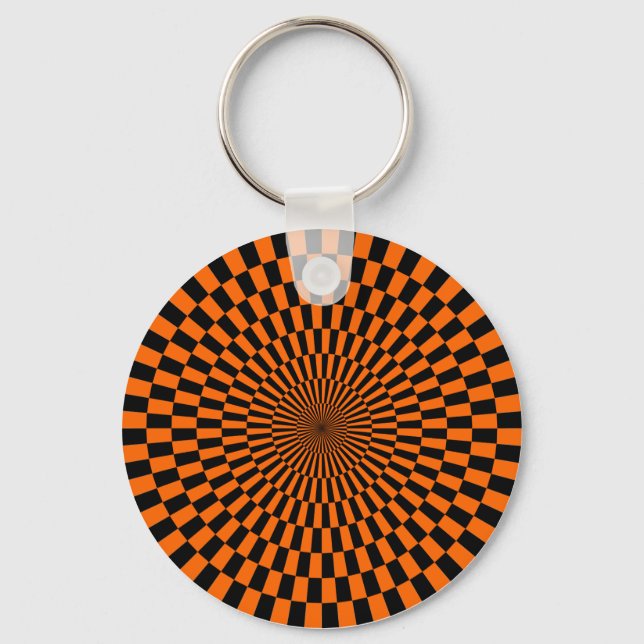 Porte-clés Op Art - Orange et noir (Recto)