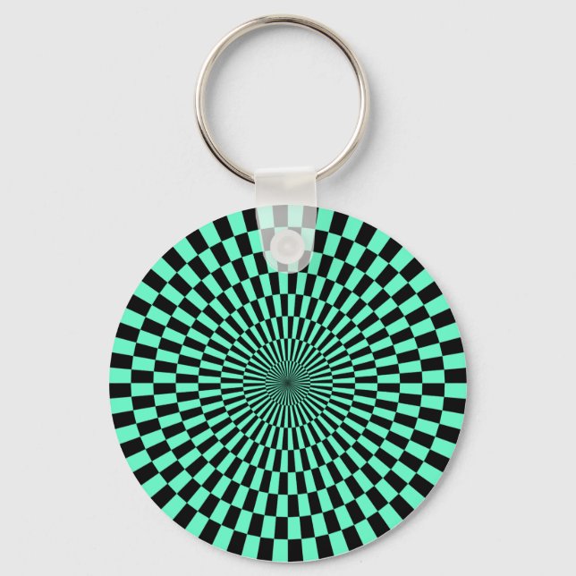 Porte-clés Op Art - Turquoise et Noir (Recto)