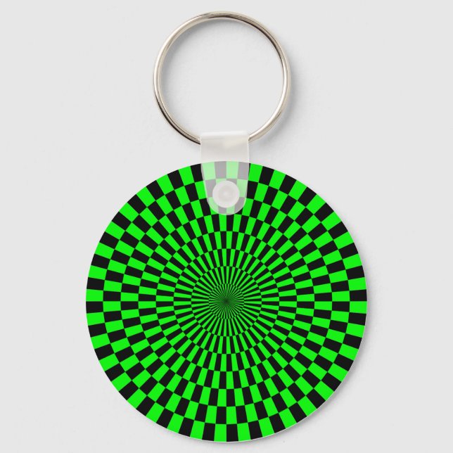 Porte-clés Op Art - Vert et Noir (Recto)