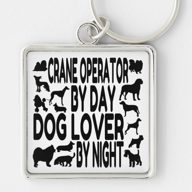 Porte-clés Opérateur de grue Amoureux des chiens (Devant)