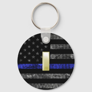 Porte-clés (Or) Lieutenant Ligne Bleue Mince Drapeau Distress