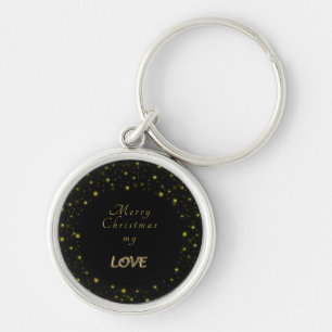 Porte-clés Or personnalisé et étoiles brillantes sur noir