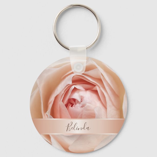 Porte-clés Or rose pâle | Monogramme Rose (Recto)