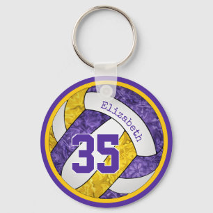 Porte-clés or violet coutume filles volleyball équipe cadeaux