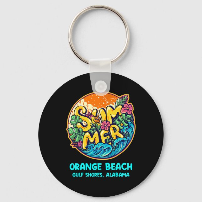 Porte-clés Orange Beach Gulf Shores Alabama Vacances d'été S (Recto)