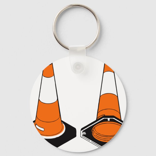 Porte-clés orange black  Traffic cones safety pylons (Recto)