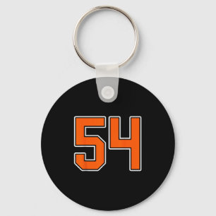 Porte-clés Orange Blanc Numéro 54 Joueur Jersey Uniforme #54