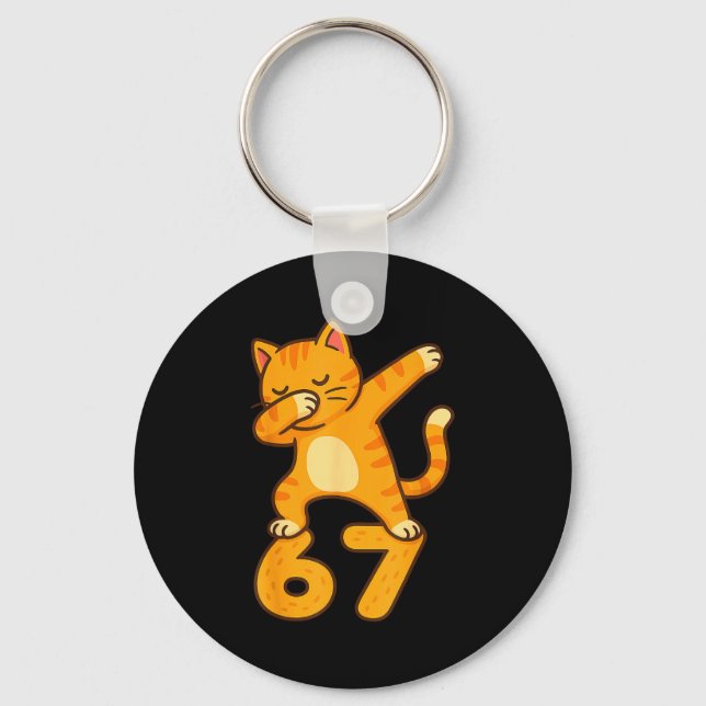 Porte-clés Orange Cat Dabbing Funny 67 Six Seven Meme  (Recto)