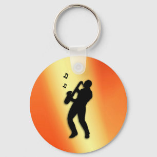 Porte-clés Orange de joueur de saxophone
