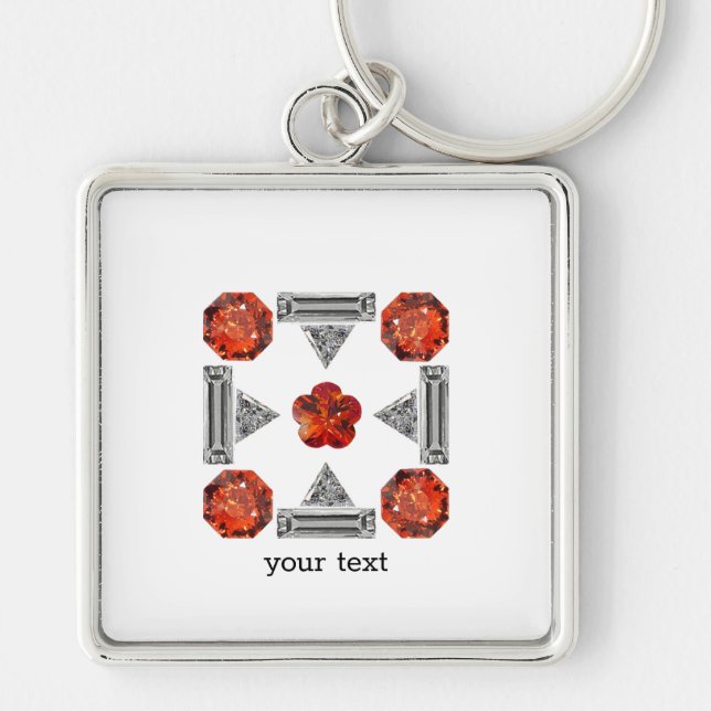 Porte-clés Orange Diamant Gemstone Art, Orange (Devant)
