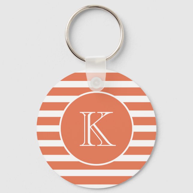 Porte-clés Orange et blanc avec Monogramme (Recto)