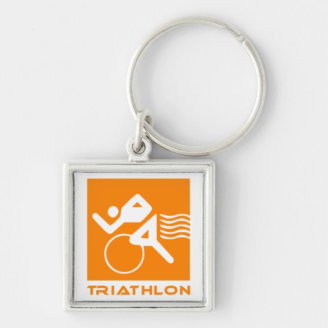 Porte-clés Orange et blanc de triathlon (Devant)