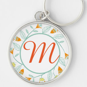 Porte-clés Orange et Mint Floral Garland Folk Art