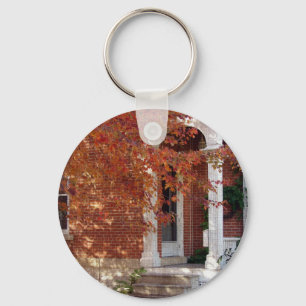 Porte-clés Orange Feuilles d'automne et Maison