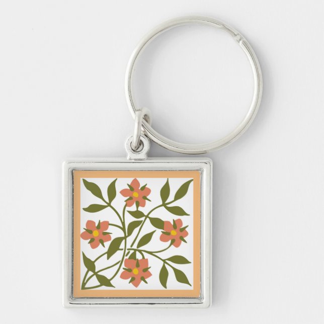 PORTE-CLÉS ORANGE FLEURS (Devant)