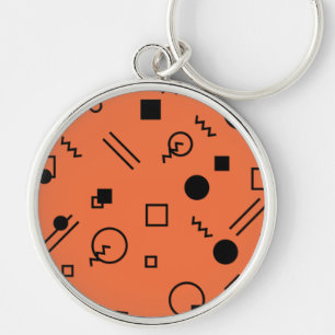 Porte-clés Orange, fun, trendy, geometric Memphis graphic