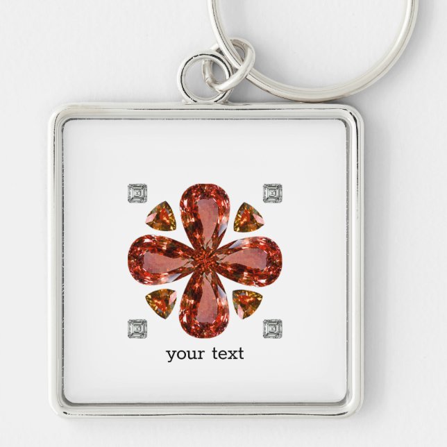 Porte-clés Orange Gemstone Diamant Art, Orange (Devant)