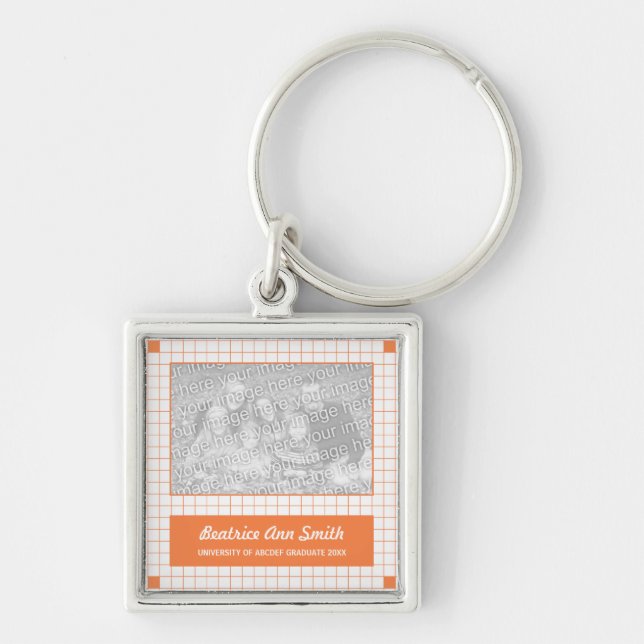 Porte-clés Orange Grid Photo (Devant)