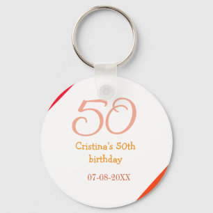 Porte-clés Orange rouge 50 anniversaire anniversaire ajouter