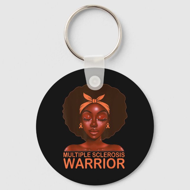 Porte-clés Orange Ruban Ms Awareness Warrior Black Afro (Recto)