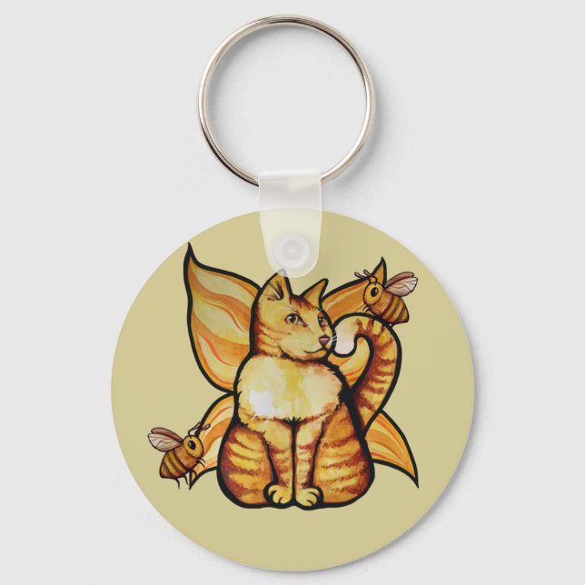 Porte-clés Orange tiger Fairy Cat Bees summertime kitty cats  (Recto)