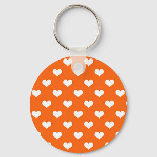 Porte-clés Orange White Love Heart Motif Design