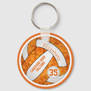 Porte-clés orange white school colors custom name volleyball