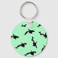 Orca Whale Illustration Pod Motif Ocean Mint
