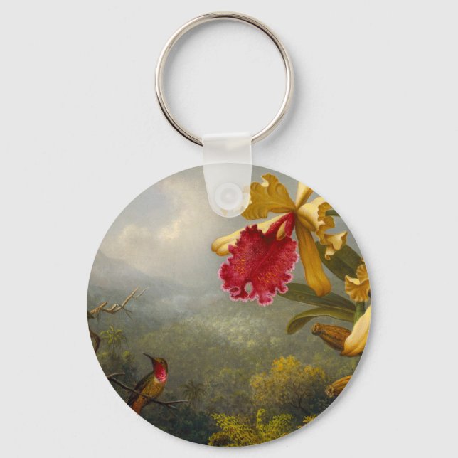 Porte-clés Orchidées et colibri Heade (Recto)