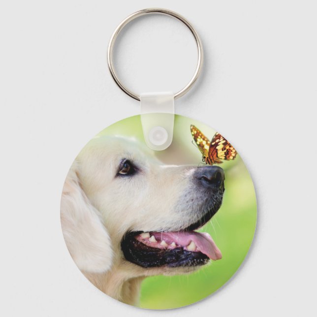 Porte-clés Oreiller À Lancer Du Labrador Et Du Papillon (Recto)