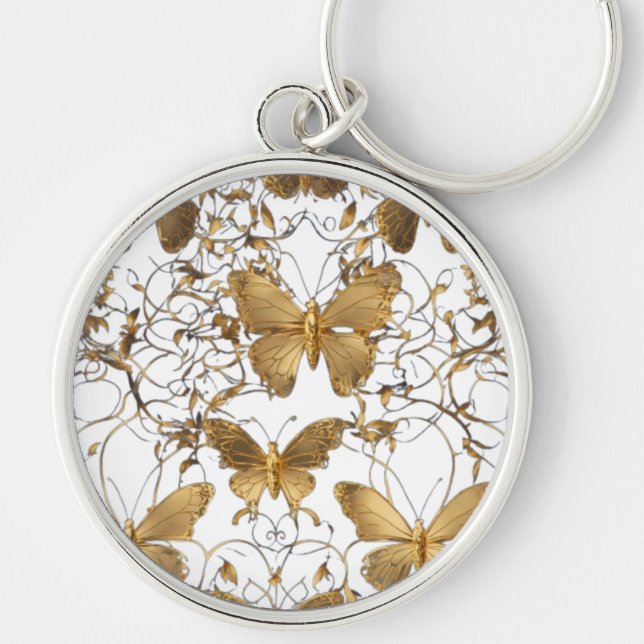Porte-clés Oreiller à lancer papillon d'or : (Devant)