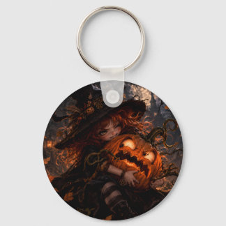 Porte-clés Oreiller sorcière gothique et citrouille d'Hallowe