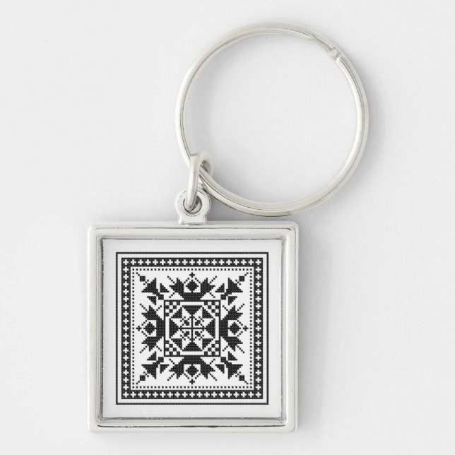 Porte-clés Originale ethnique Noire point de croix (Devant)