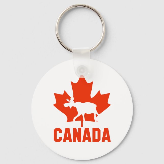 Porte-clés Orignal du Canada Érable Rouge Feuille de Canadien (Recto)