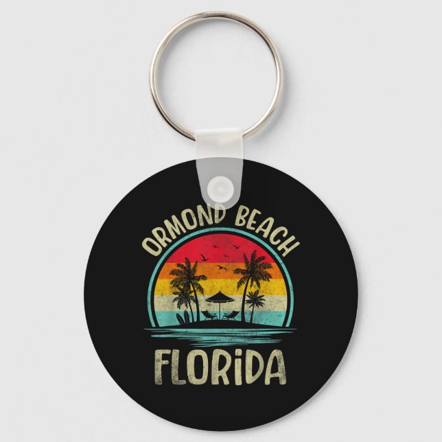 Porte-clés Ormond Beach Floride Palmier Famille Été (Recto)