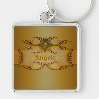 Porte-clés Ornate Brown Scrolls Monogramme Porte - clé