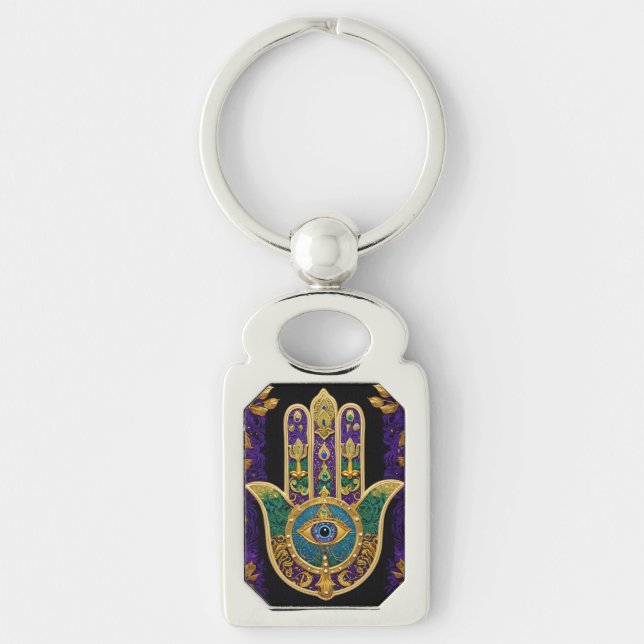 Porte-clés  Ornate Gold Third Eye Hamsa (Devant)